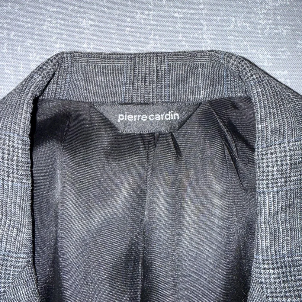 Pierre Cardin Blazer Mens 44 Gray Check Plaid Two Button Sport‎ Coat Jacket